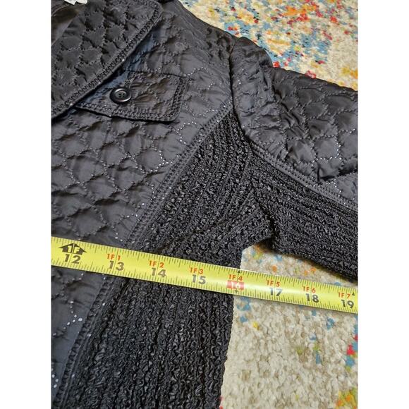 Vintage 90's Yoshiki Hishinuma Black Quilted Crinkle Peplum Jacket Size 2 - Picture 6 of 10